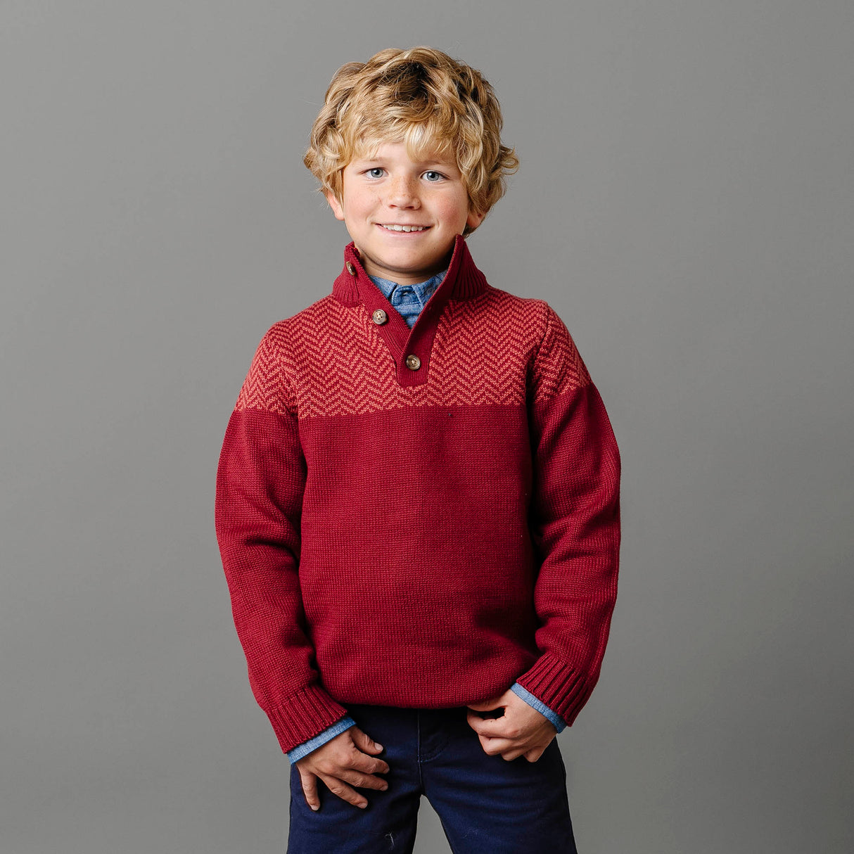 Organic Intarsia Yoke Mock Neck Sweater - Baby from Hope & Henry