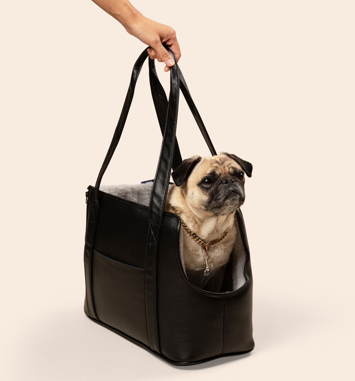 PupTote™ 3-in-1 Faux Leather Dog Carrier Bag - Black From Paw.com
