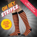 Pumpkin and Black Stripes Knee High Socks from FootClothes