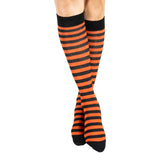 Pumpkin and Black Stripes Knee High Socks from FootClothes