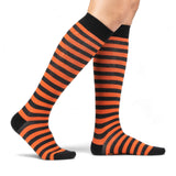 Pumpkin and Black Stripes Knee High Socks from FootClothes