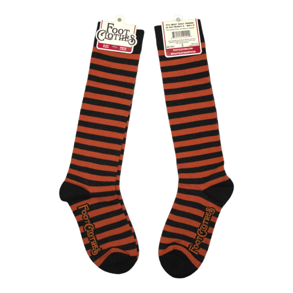 Pumpkin and Black Stripes Knee High Socks from FootClothes