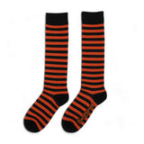 Pumpkin and Black Stripes Knee High Socks from FootClothes