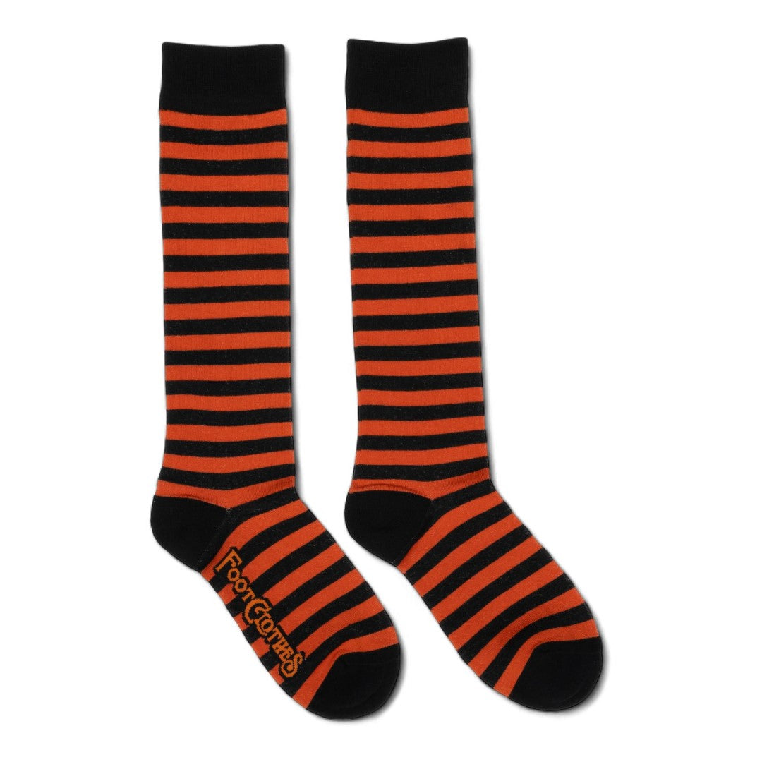 Pumpkin and Black Stripes Knee High Socks from FootClothes