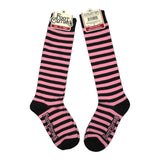 Bubblegum and Black Stripes Knee High Socks from FootClothes