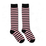 Bubblegum and Black Stripes Knee High Socks from FootClothes
