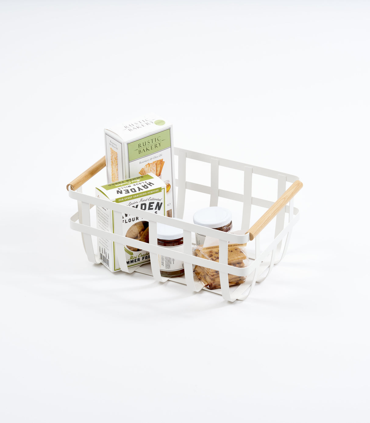 Storage Basket - Two Sizes - Steel + Wood from Yamazaki Home