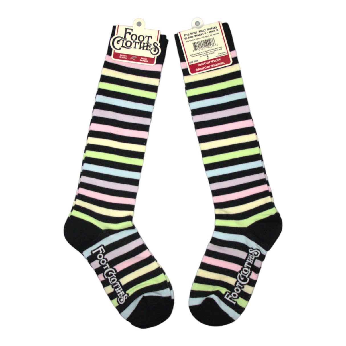 Pastel Rainbow Stripes Knee High Socks from FootClothes