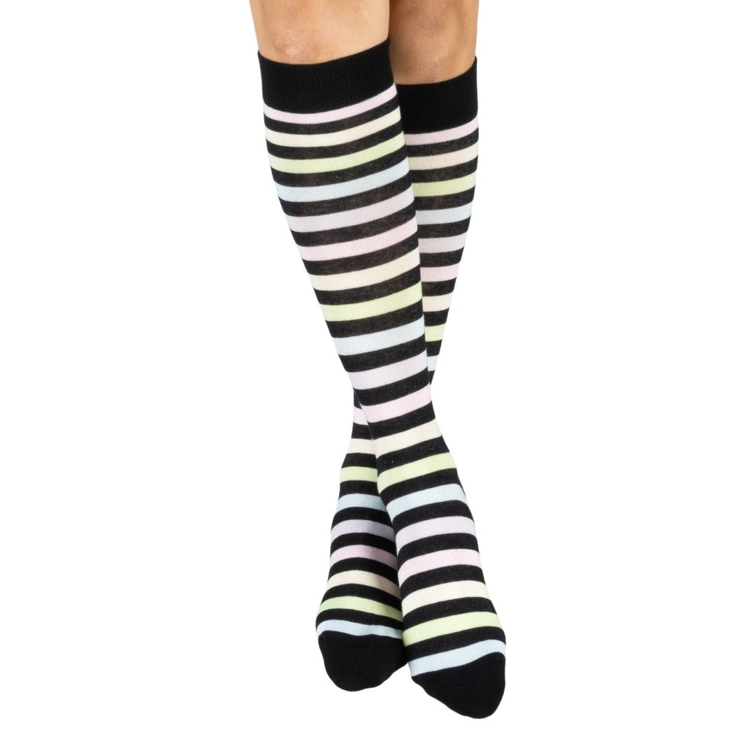 Pastel Rainbow Stripes Knee High Socks from FootClothes