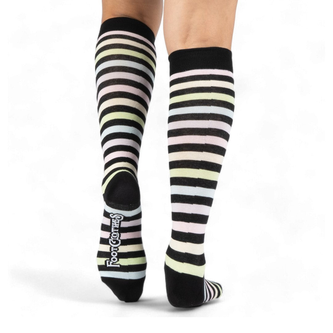 Pastel Rainbow Stripes Knee High Socks from FootClothes