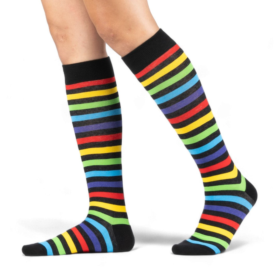 Radiant Rainbow Stripes Knee High Socks from FootClothes