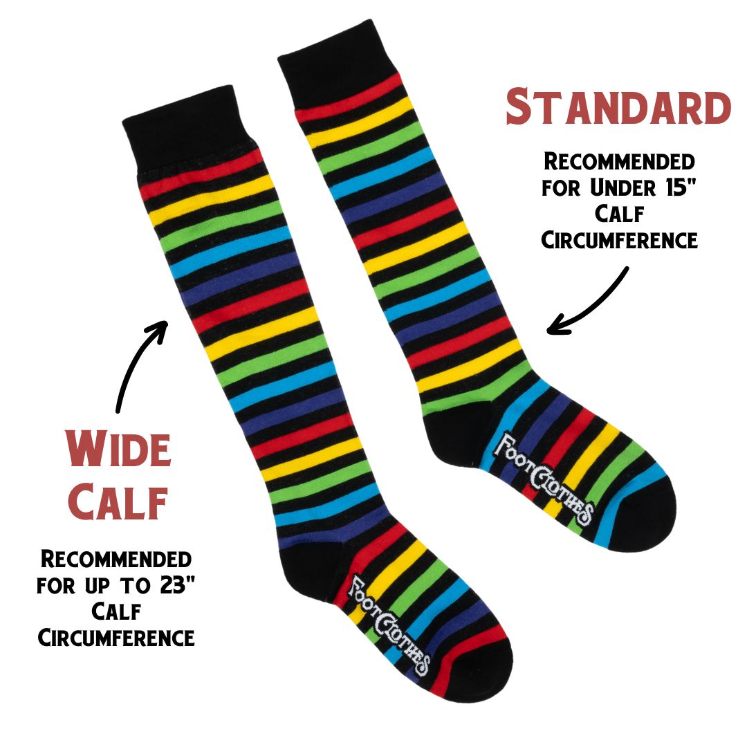 Wide Calf Radiant Rainbow Stripes Knee High Socks from FootClothes