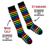 Wide Calf Radiant Rainbow Stripes Knee High Socks from FootClothes