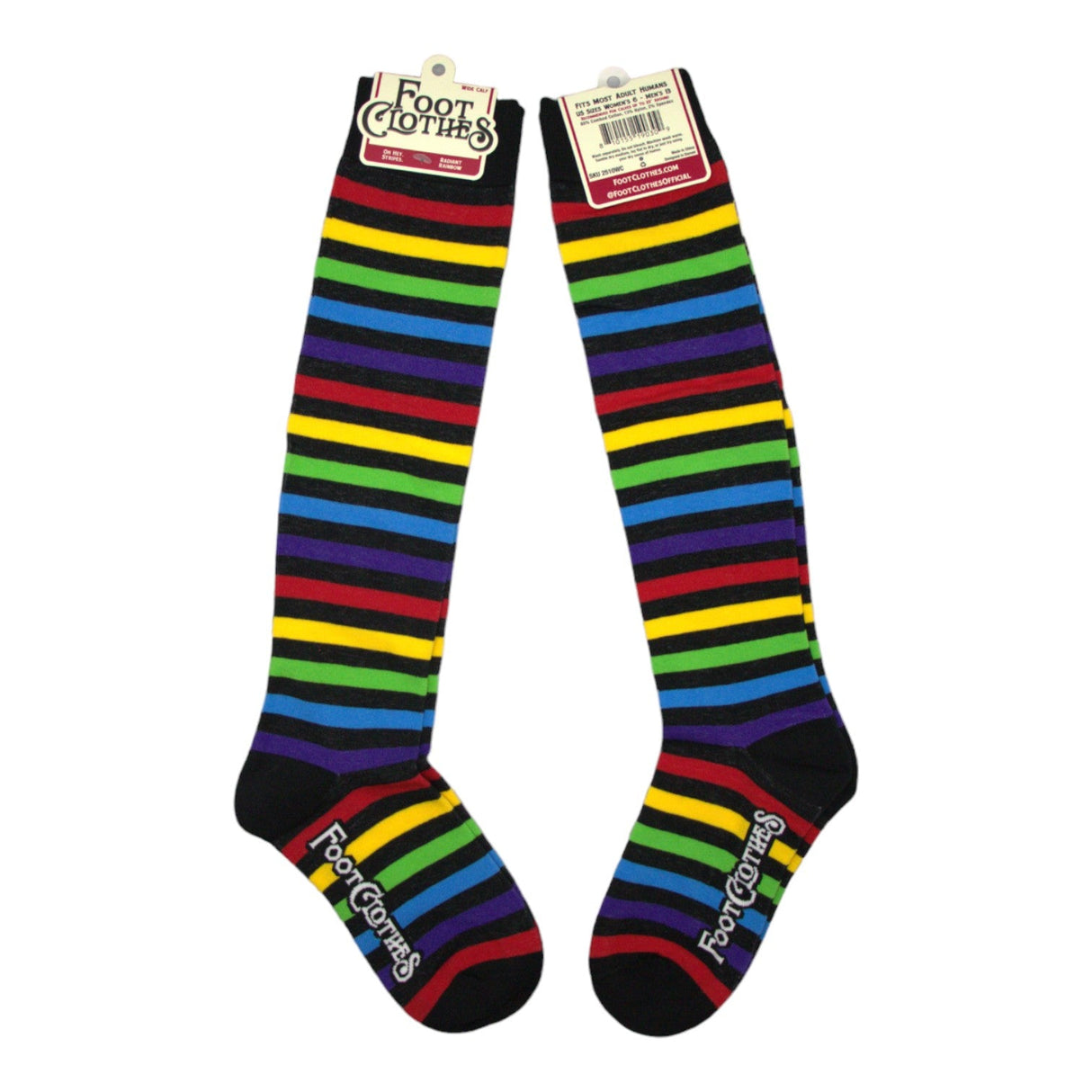 Wide Calf Radiant Rainbow Stripes Knee High Socks from FootClothes