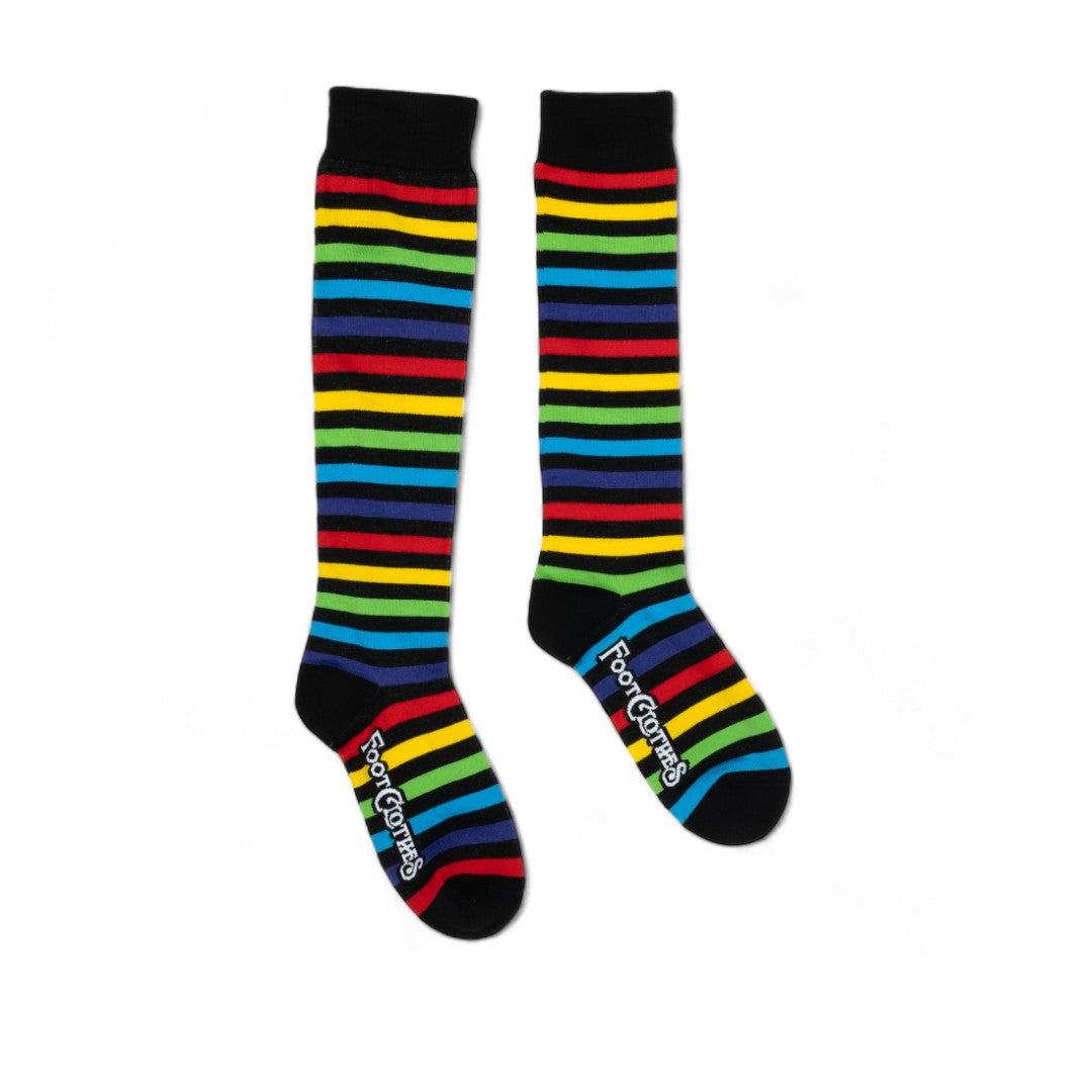 Wide Calf Radiant Rainbow Stripes Knee High Socks from FootClothes
