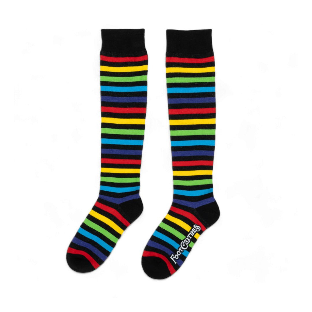 Wide Calf Radiant Rainbow Stripes Knee High Socks from FootClothes