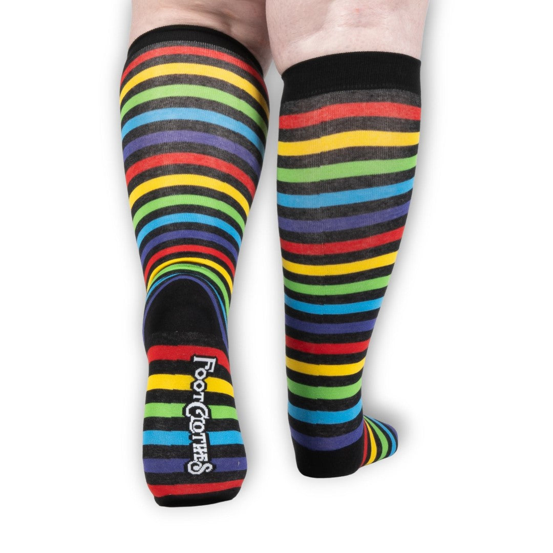 Wide Calf Radiant Rainbow Stripes Knee High Socks from FootClothes