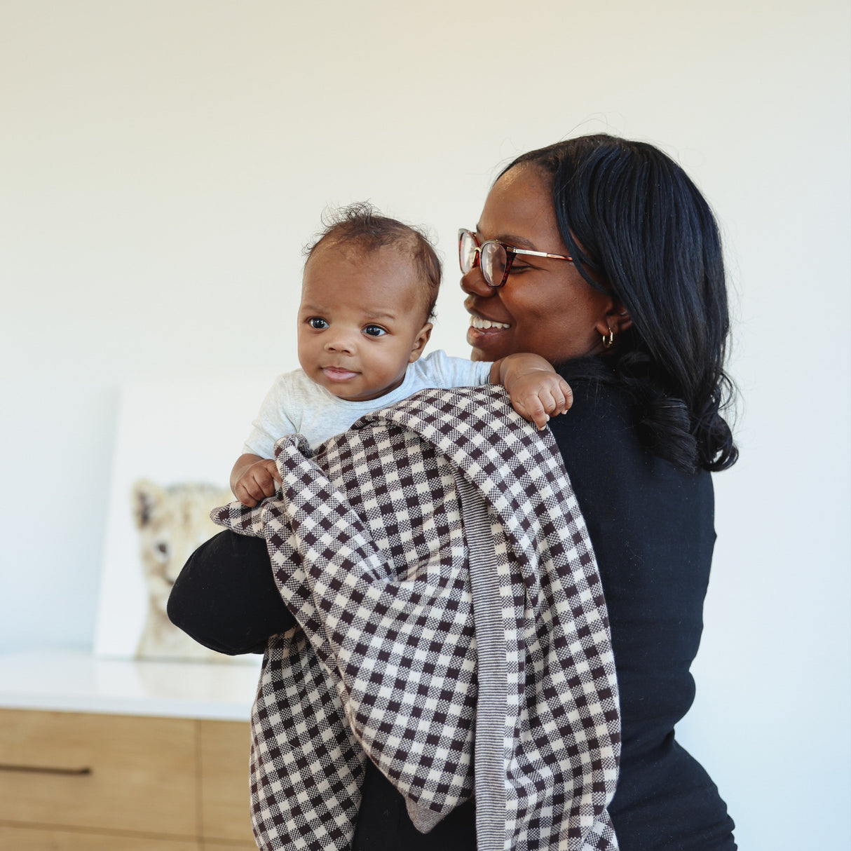 Checkered Knit Baby Blanket from Bleu La La