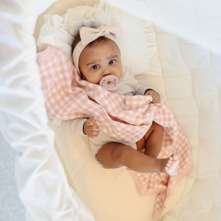 Checkered Knit Baby Blanket from Bleu La La