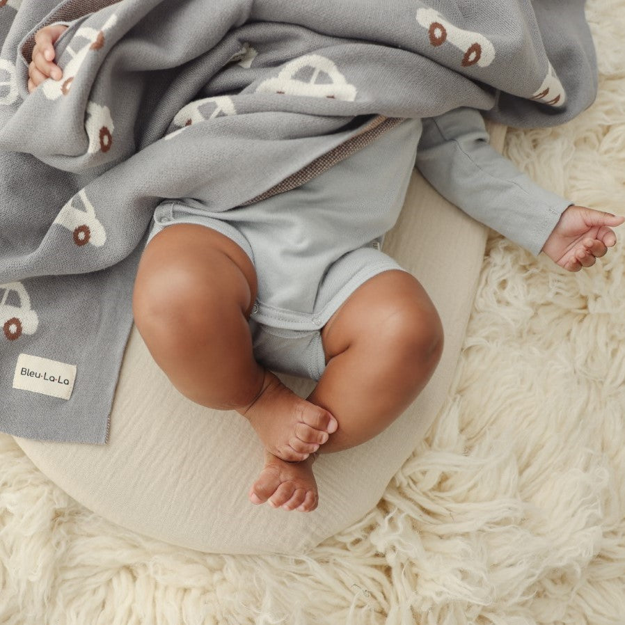 100% Cotton Luxury Knit Car Swaddle Blanket from Bleu La La