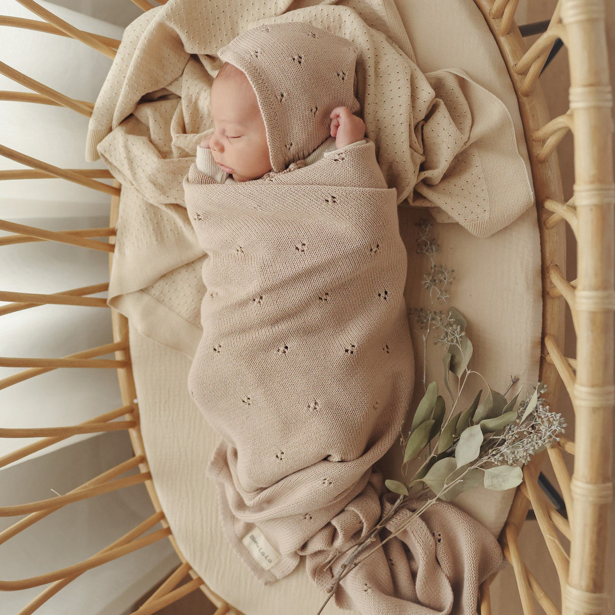 Organic Pointelle Luxury Knit Swaddle Blanket from Bleu La La