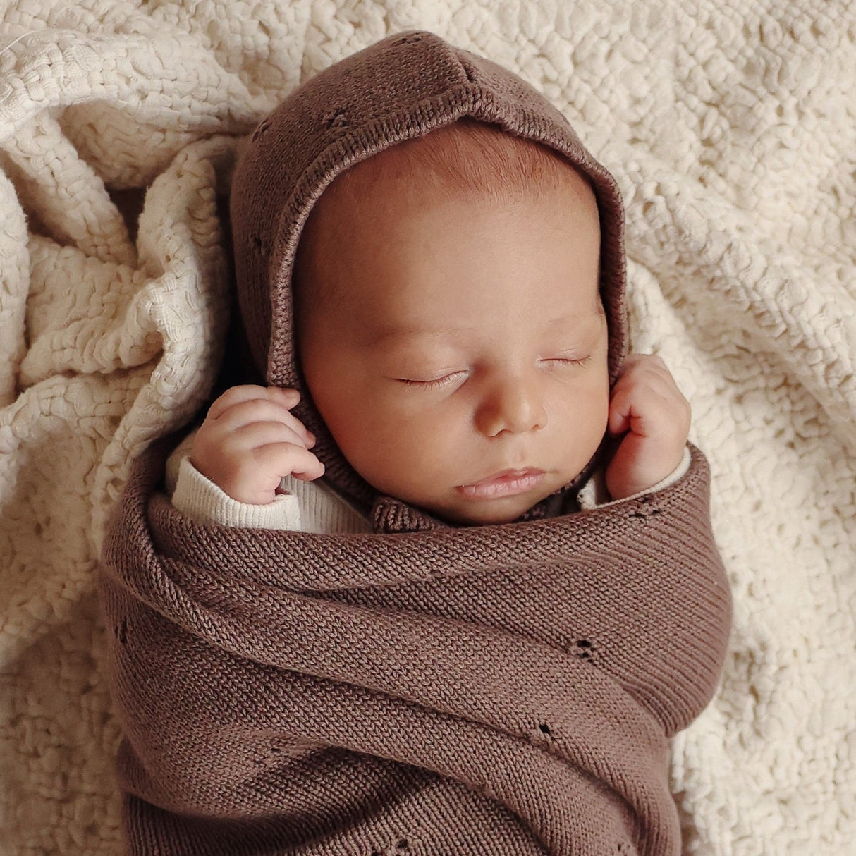 Organic Pointelle Luxury Knit Swaddle Blanket from Bleu La La