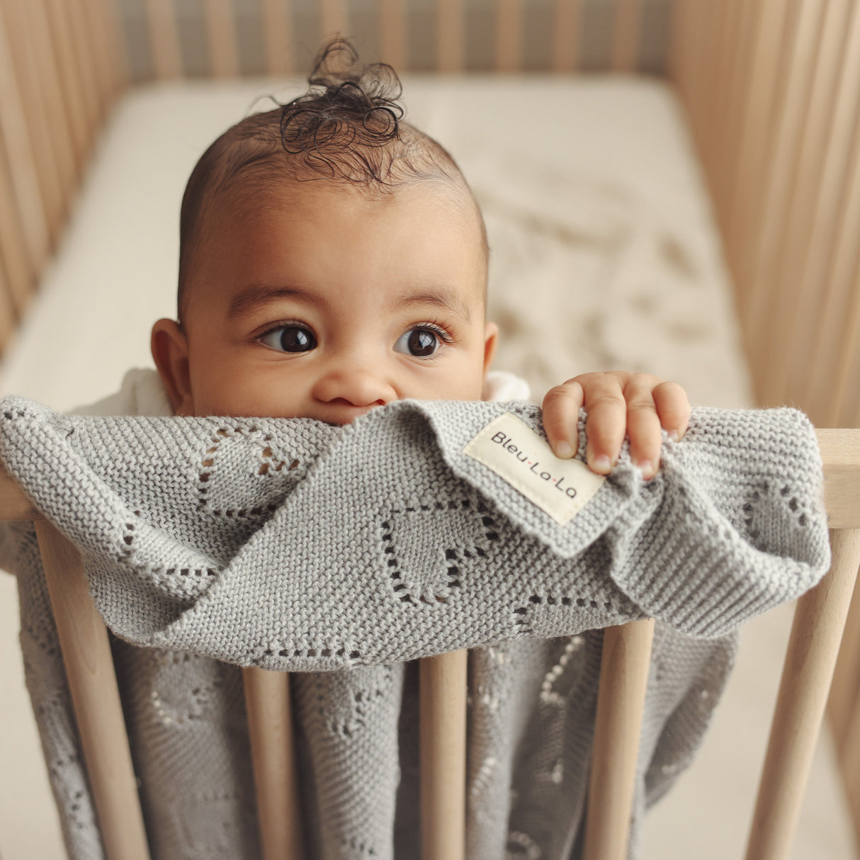 100% Cotton Luxury Knit Heart Swaddle Baby Blanket from Bleu La La