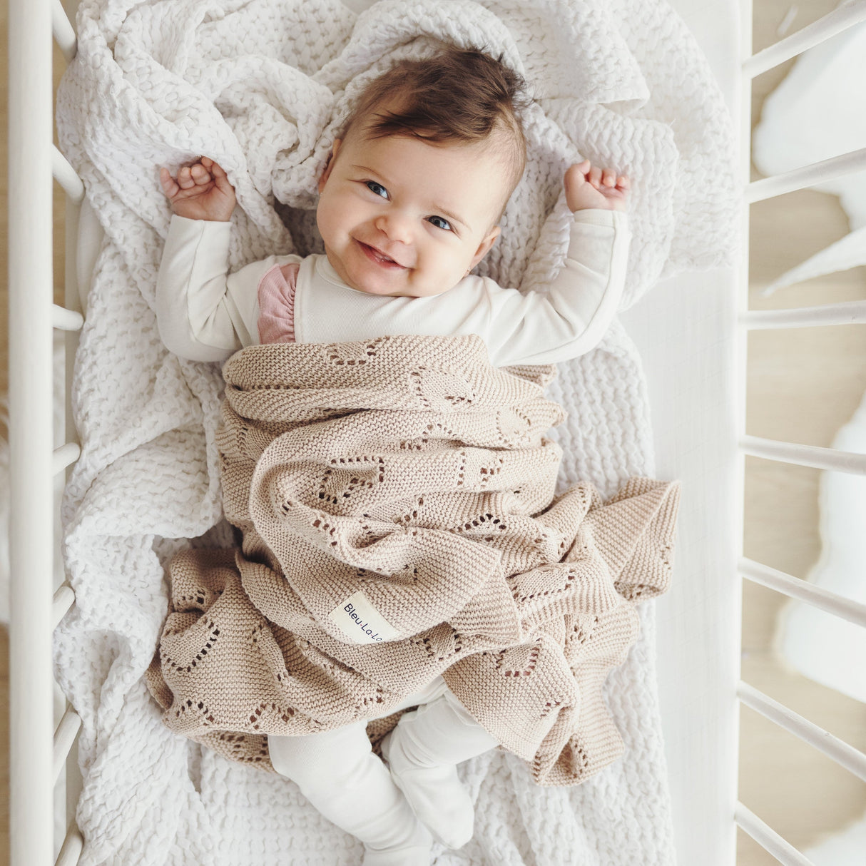 100% Cotton Luxury Knit Heart Swaddle Baby Blanket from Bleu La La