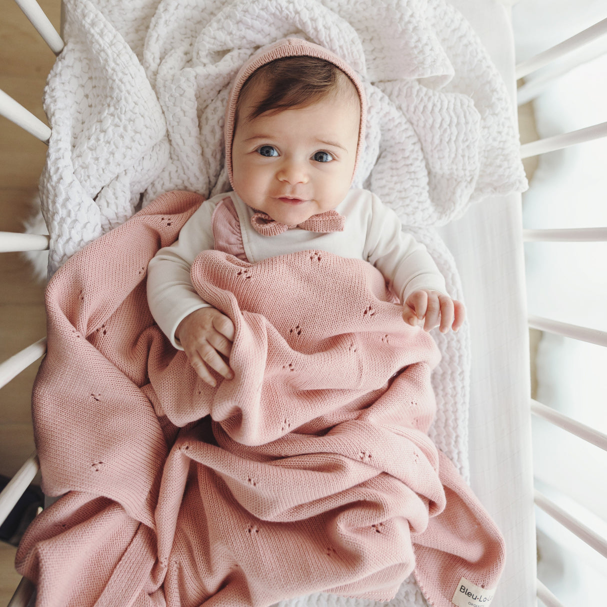 Organic Pointelle Luxury Knit Swaddle Blanket from Bleu La La