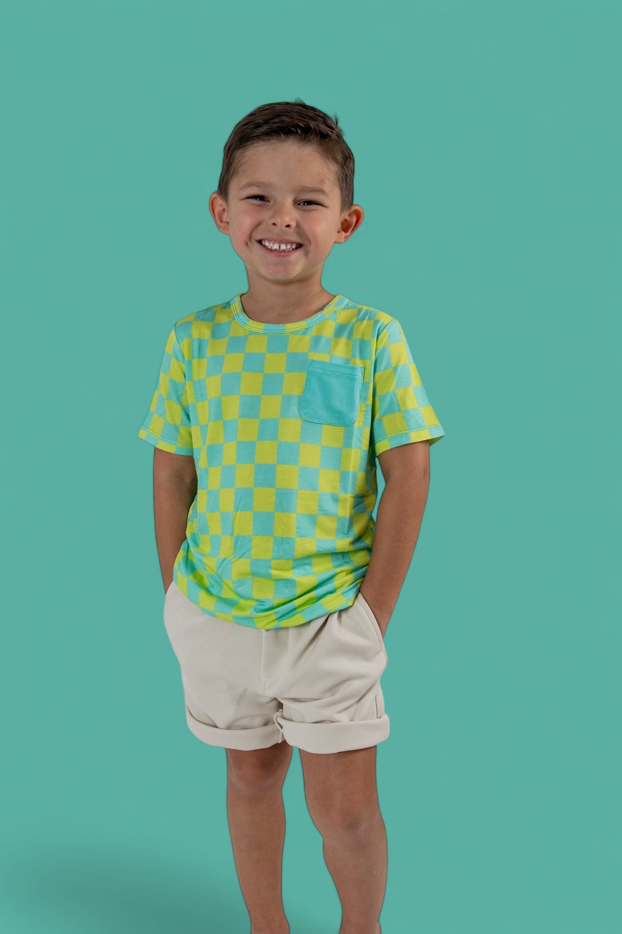 BE BOLD CHECKERS DREAM POCKET TEE from DREAM BIG LITTLE CO