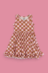 EXCLUSIVE SUNSET BEACH CHECKERS TANK DREAM RUFFLE DRESS from DREAM BIG LITTLE CO