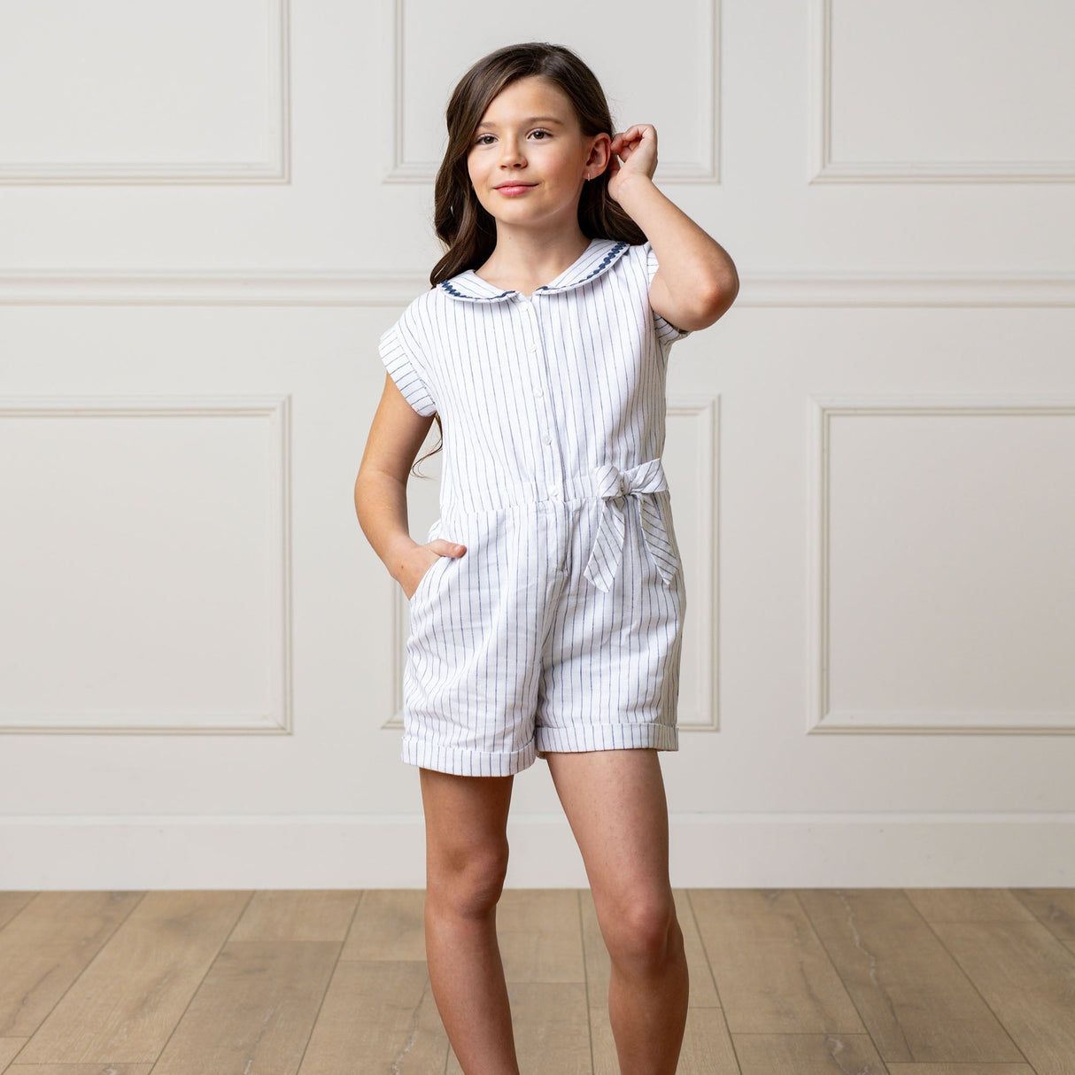 Linen Collared Button Front Romper from Hope & Henry
