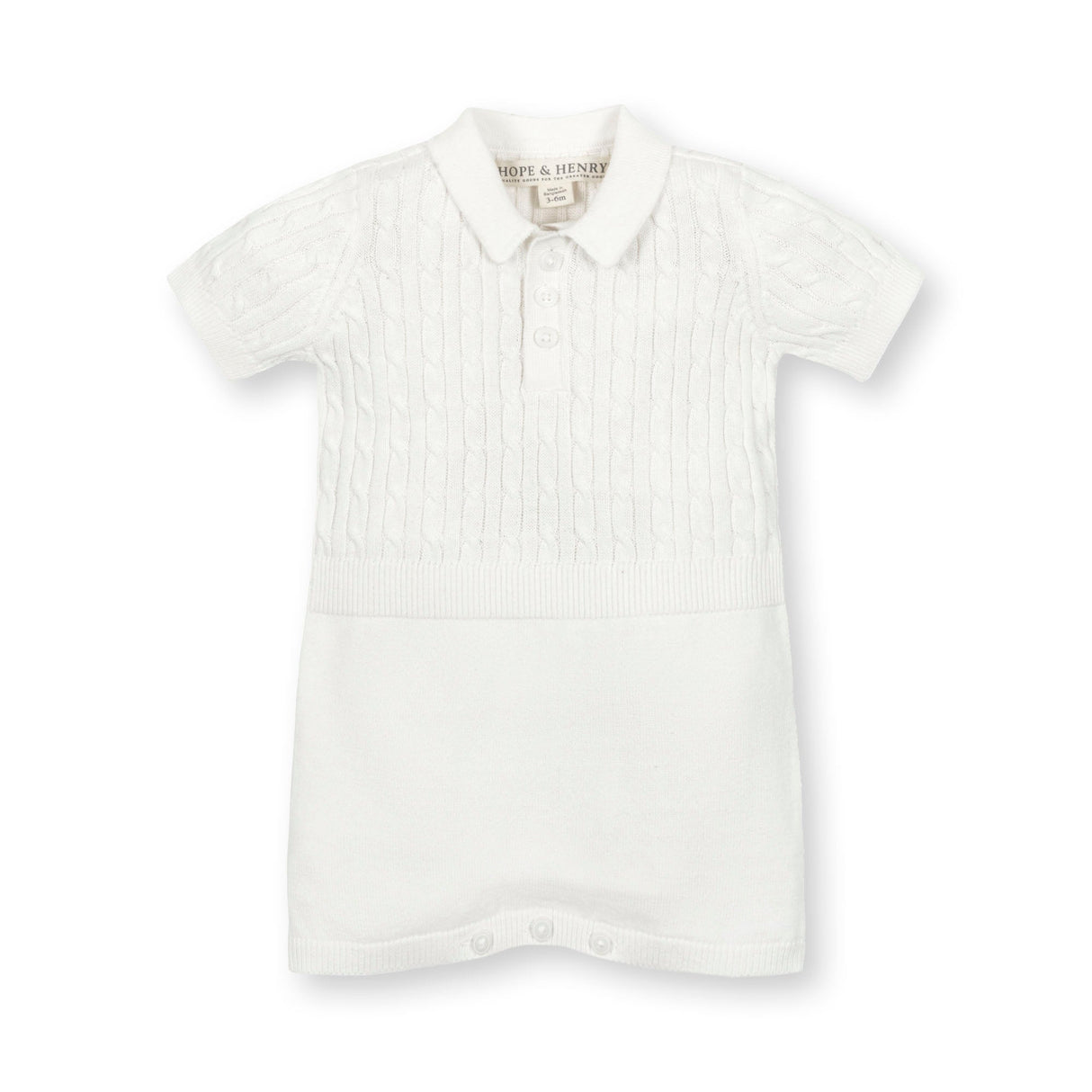 Organic Shortie Cable Sweater Romper from Hope & Henry
