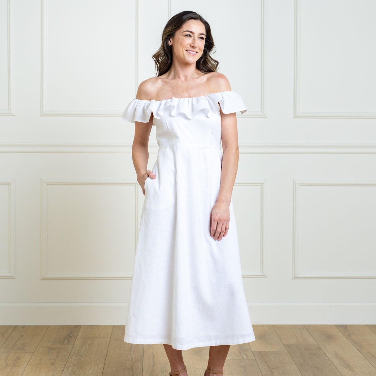 Linen Ruffle Collar Dress from Hope & Henry