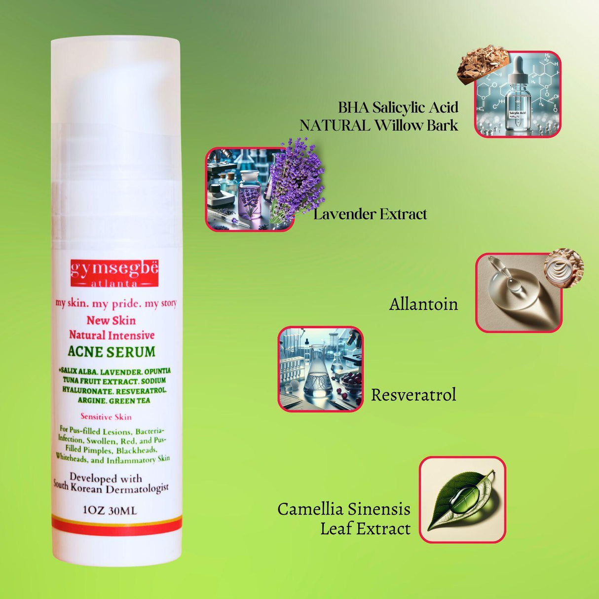 Acne Set: Cleanser, Toner, Serum, and Acid Peel from gymsegbë