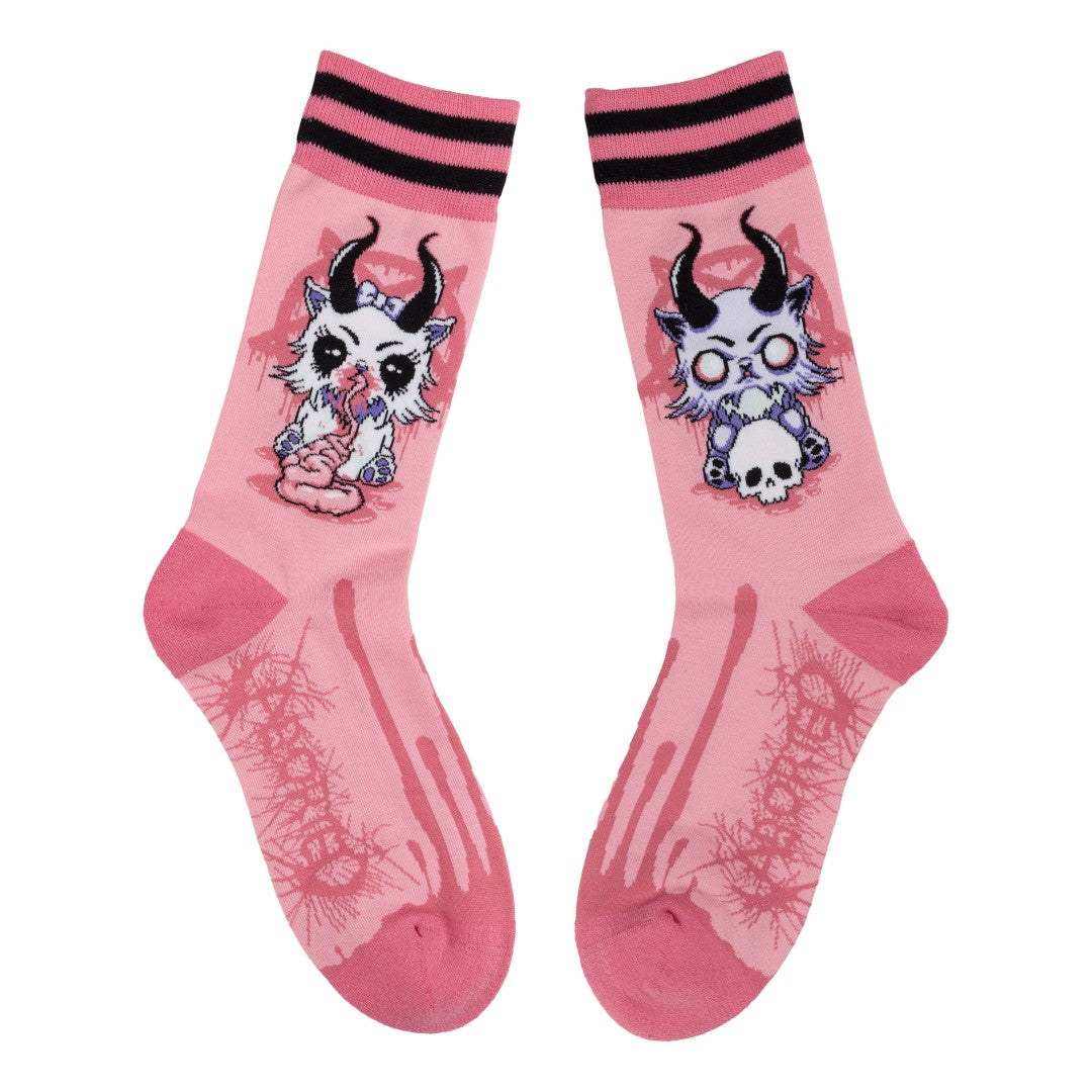 FootClothes x Aborted Bubblegum Death Kitty Crew Socks from FootClothes