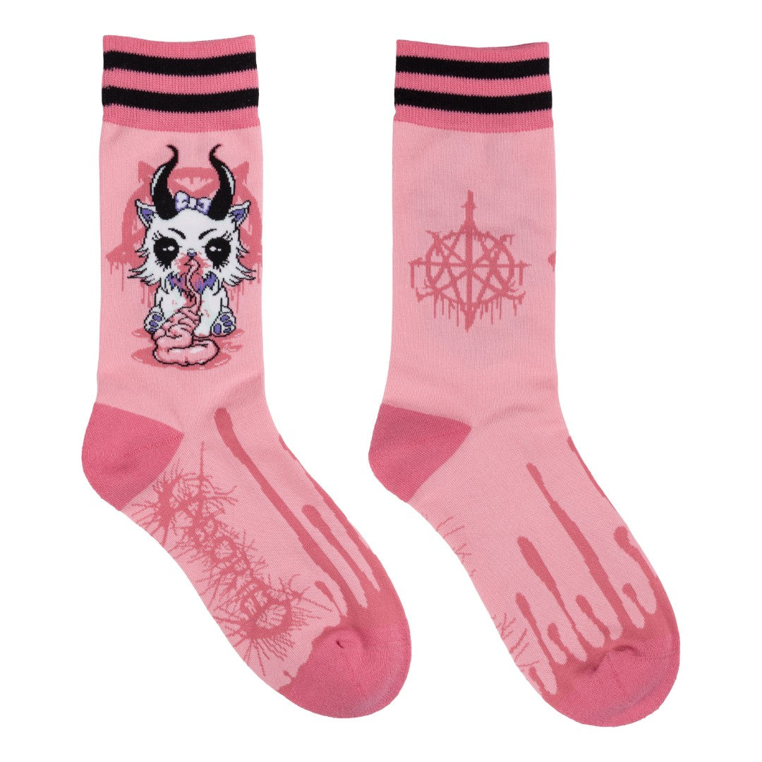 FootClothes x Aborted Bubblegum Death Kitty Crew Socks from FootClothes