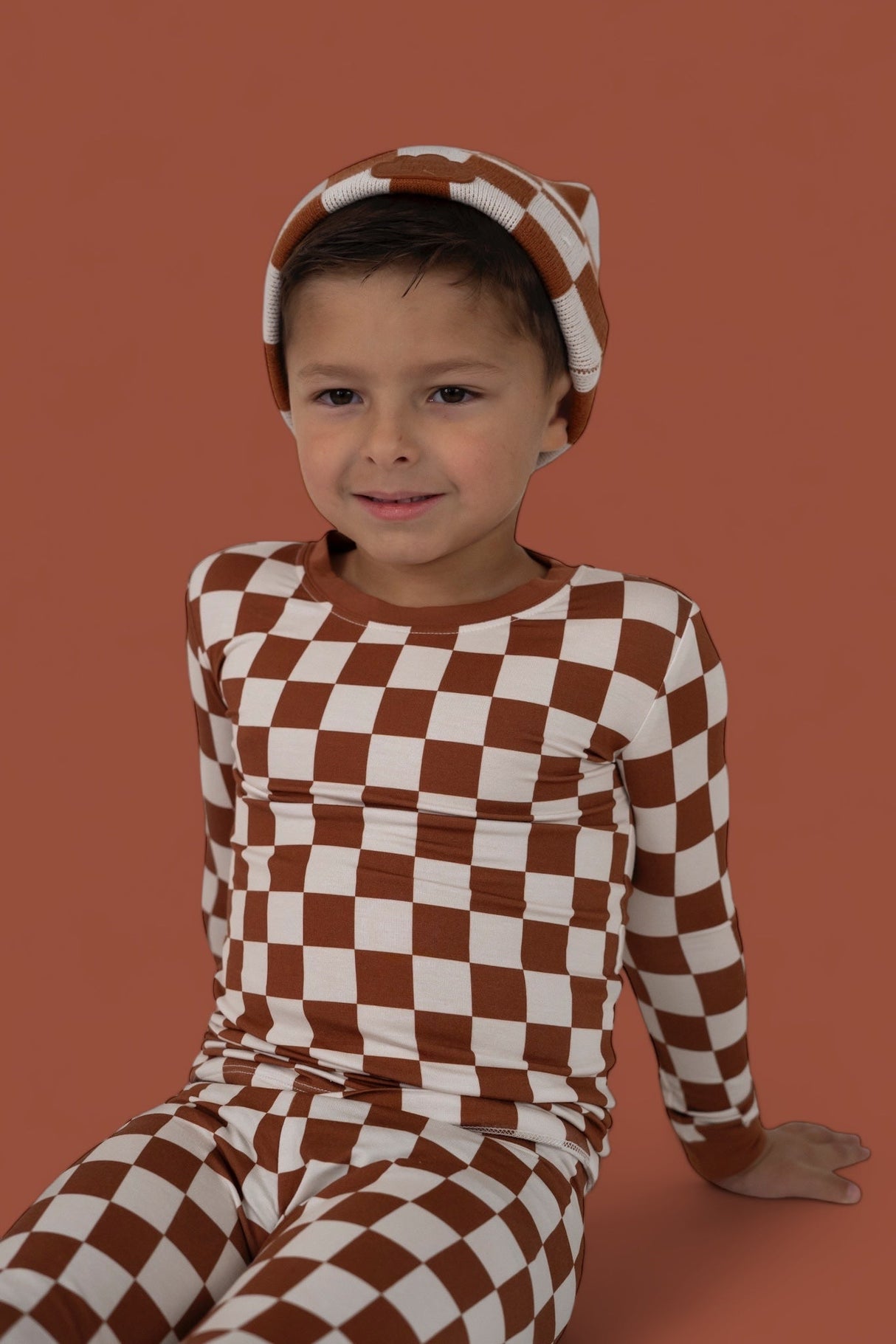 COPPER CHECKERS DREAM BEANIE from DREAM BIG LITTLE CO