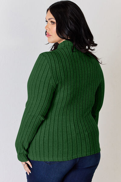 Basic Bae Full Size Ribbed Mock Neck Long Sleeve T-Shirt from Enfance-Heureuse