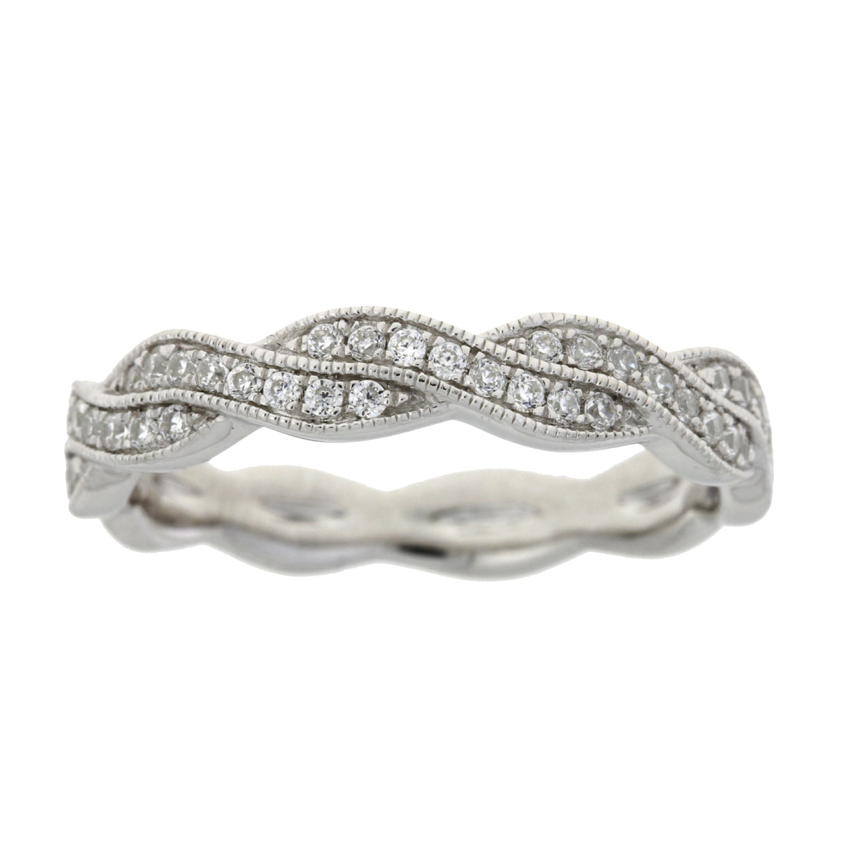Cubic Zirconium Wedding Band Ring Sterling Silver from Bids.com