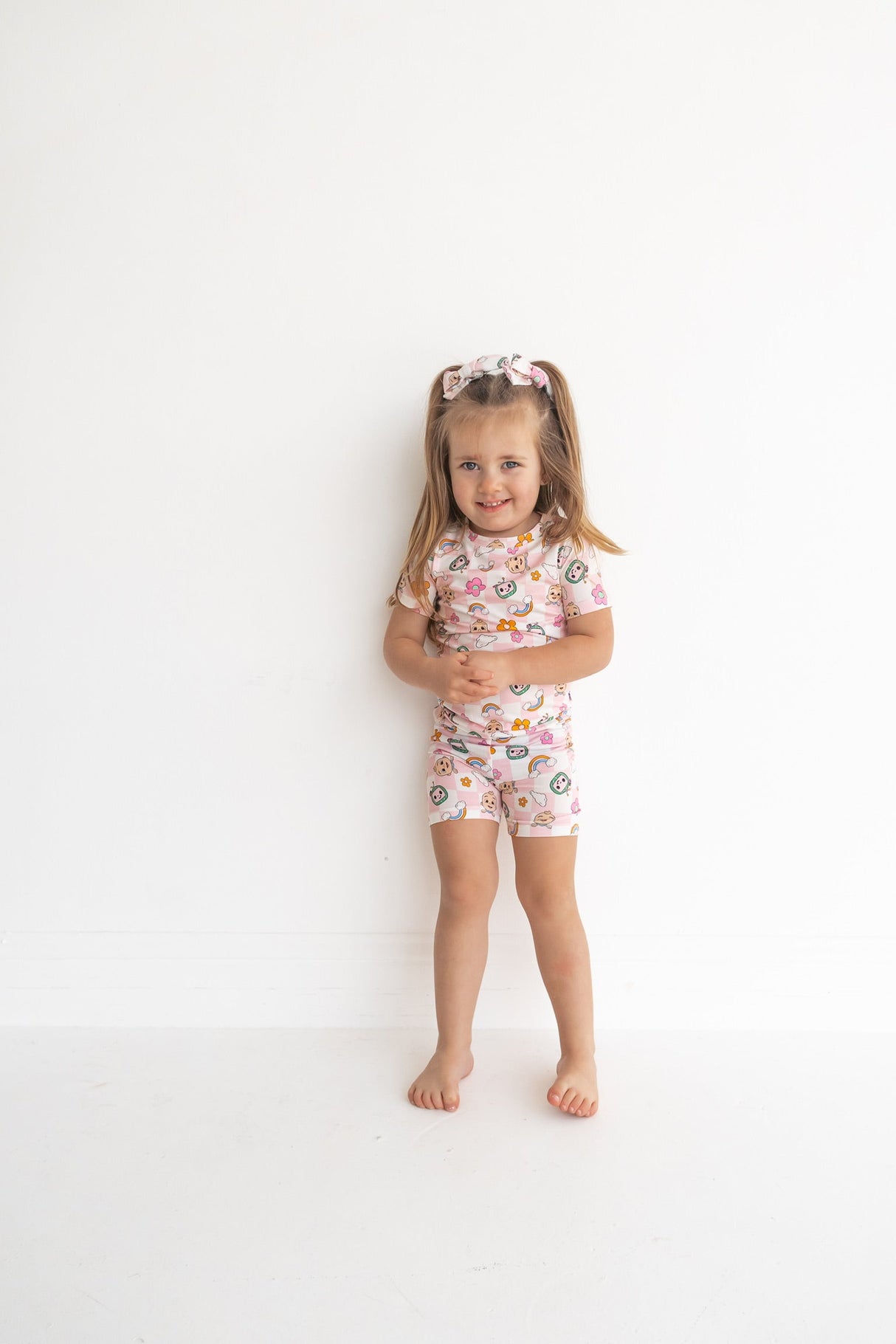 Dream Big Little Co x CoComelon JJ RAINBOW CHECKERS DREAM BOW HAIR CLIPS from DREAM BIG LITTLE CO