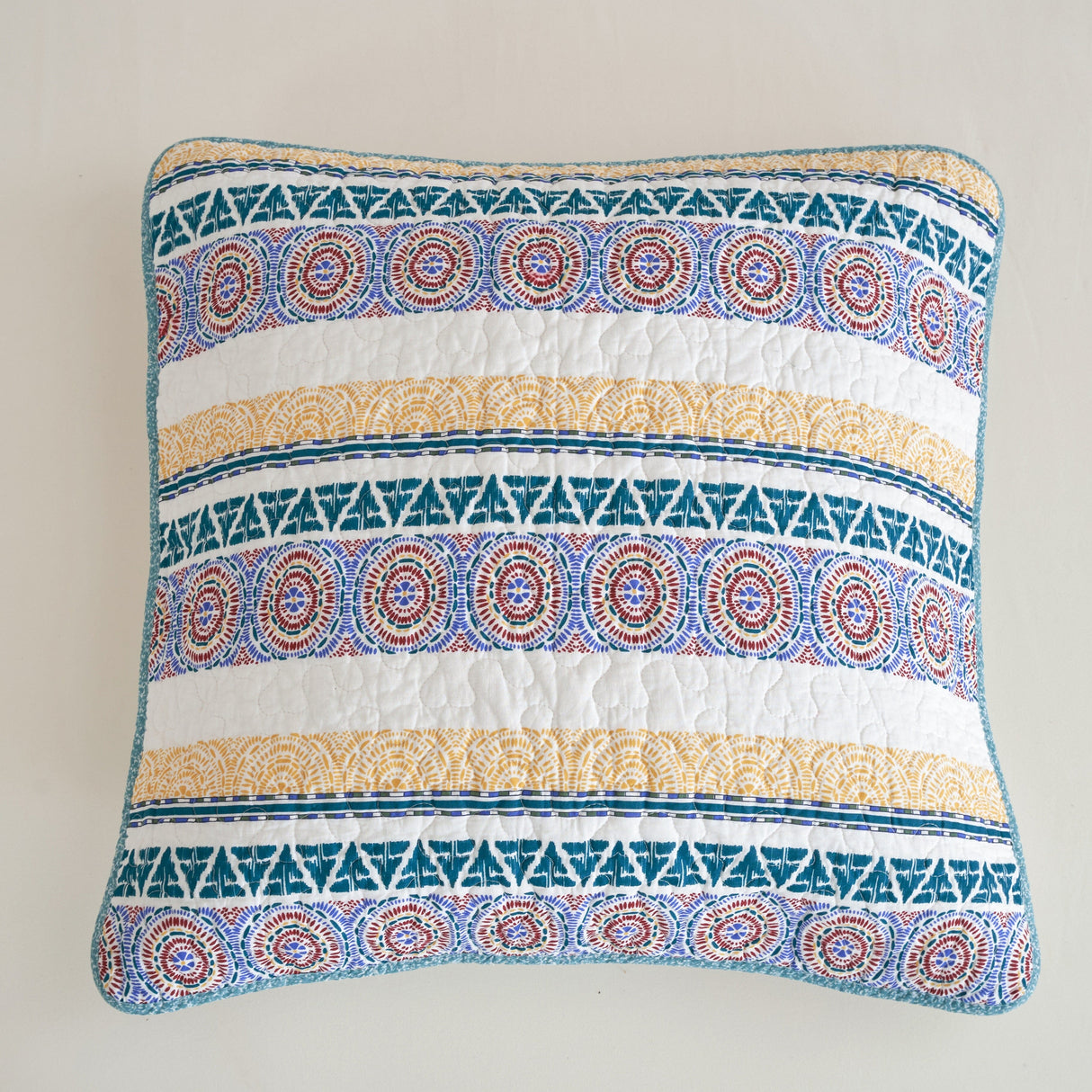 Tache Cotton Patchwork Blue Yellow Old World Hummingbirds Garden Euro Sham (JHW-936) from Tache Home Fashion