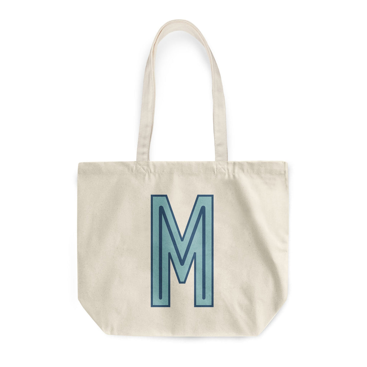 Canvas Tote - Single Initial - Light Blue Navy -  from CB Studio