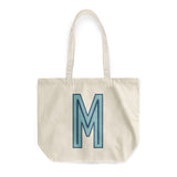 Canvas Tote - Single Initial - Light Blue Navy -  from CB Studio