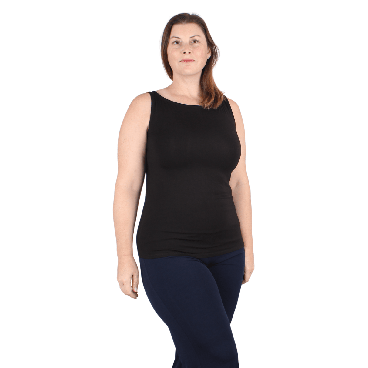 Natural Compact Boat Neck Tank | Black From Undersummers