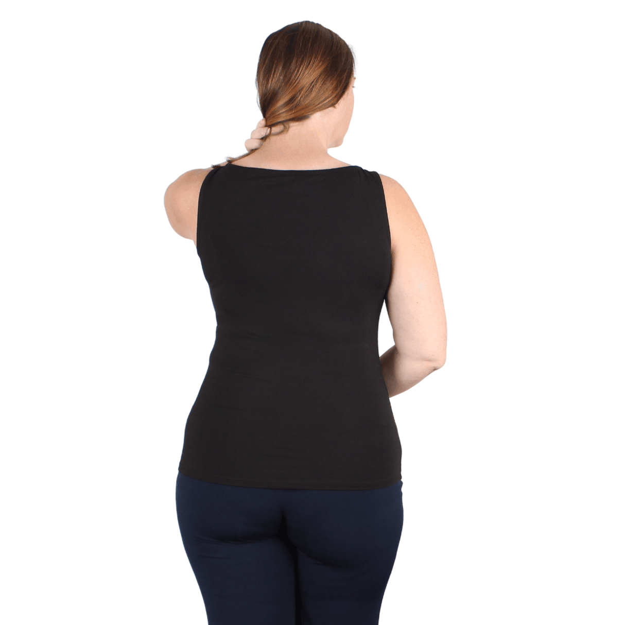 Natural Compact Boat Neck Tank | Black From Undersummers