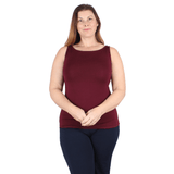 Natural Compact Boat Neck Tank | Burgundy From Undersummers