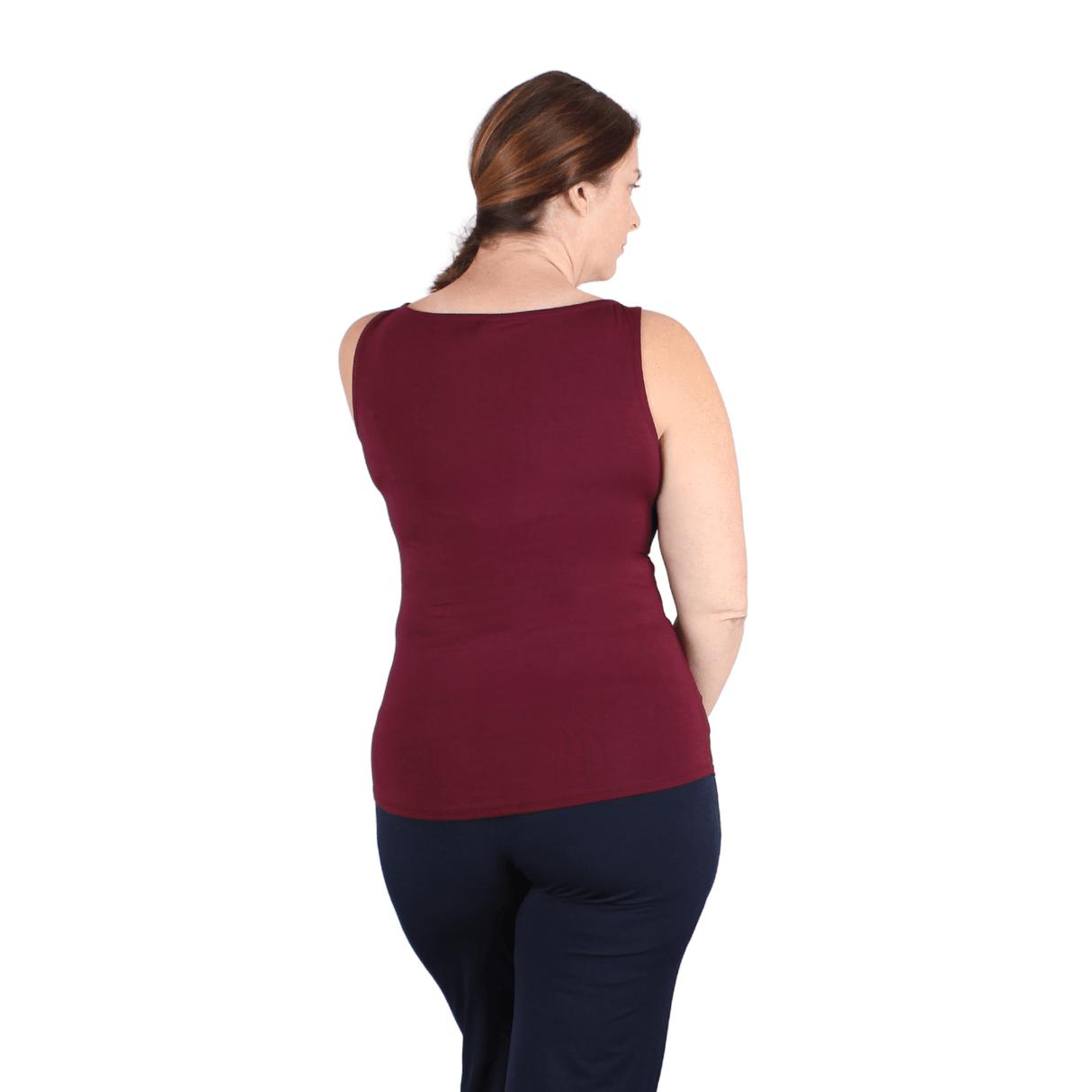 Natural Compact Boat Neck Tank | Burgundy From Undersummers