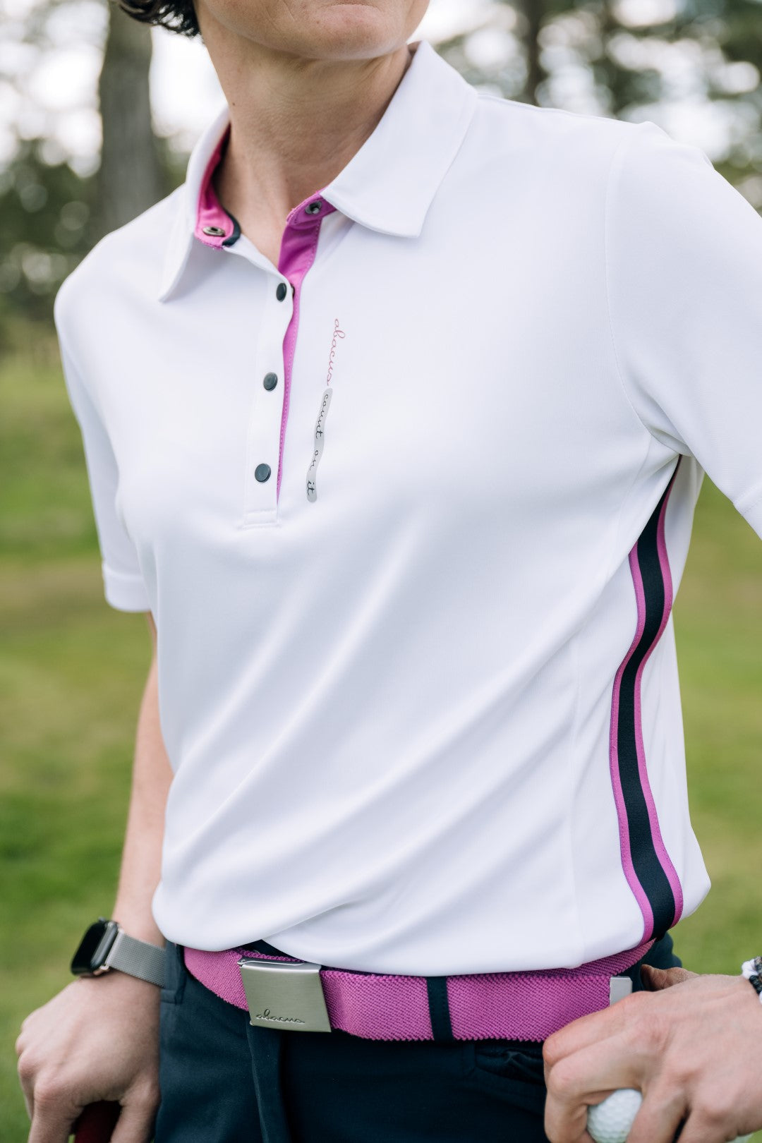 Women Cherry stripe polo from Abacus Sportswear US