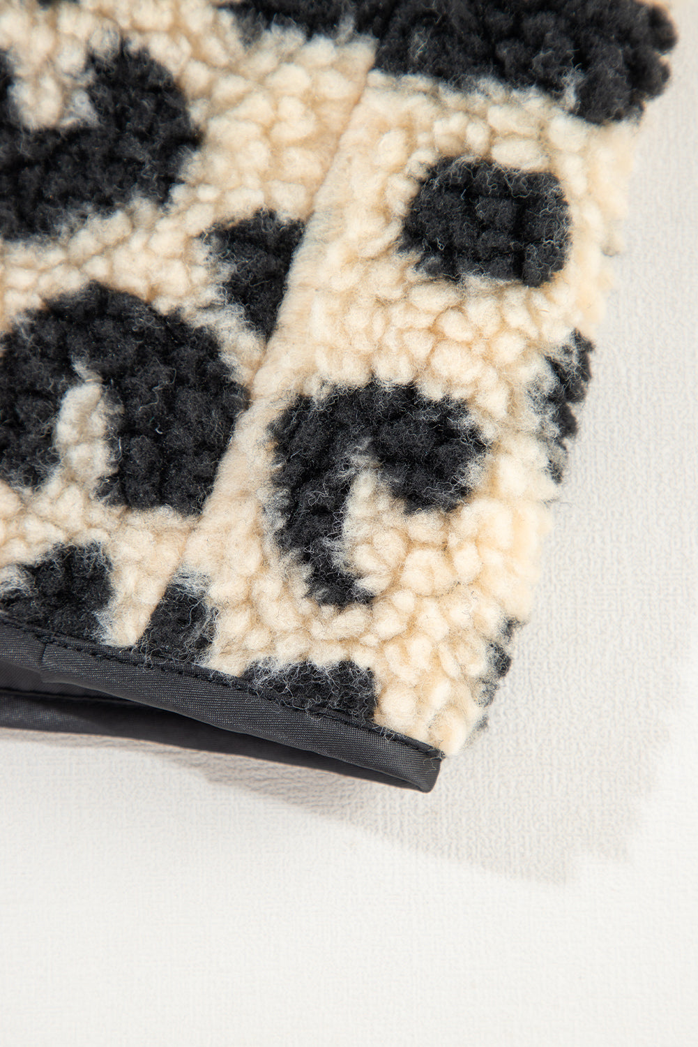 Black Leopard Print Sherpa Vest Coat From MsDressly